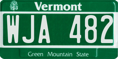 VT license plate WJA482