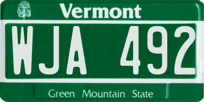 VT license plate WJA492
