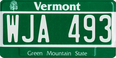 VT license plate WJA493