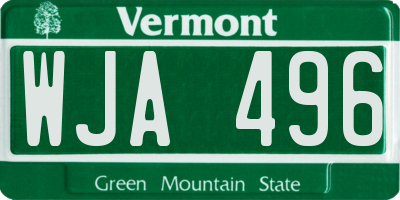 VT license plate WJA496