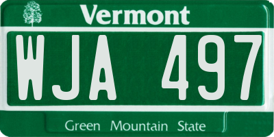VT license plate WJA497