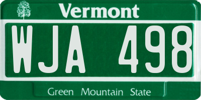 VT license plate WJA498
