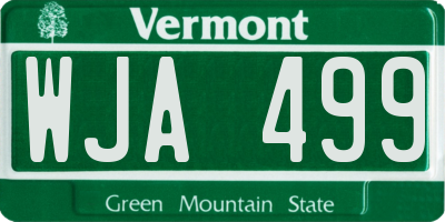 VT license plate WJA499