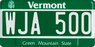 VT license plate WJA500