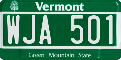 VT license plate WJA501