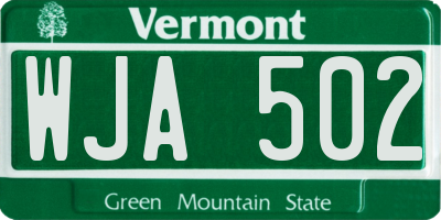 VT license plate WJA502