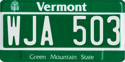 VT license plate WJA503