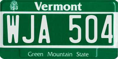 VT license plate WJA504