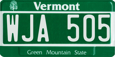 VT license plate WJA505