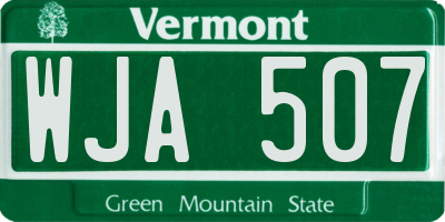 VT license plate WJA507