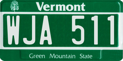VT license plate WJA511