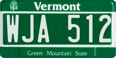 VT license plate WJA512