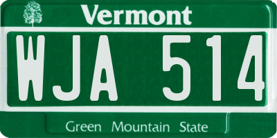 VT license plate WJA514