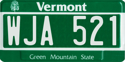 VT license plate WJA521