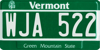 VT license plate WJA522