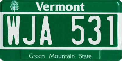 VT license plate WJA531