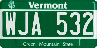 VT license plate WJA532