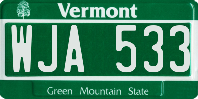 VT license plate WJA533
