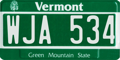 VT license plate WJA534