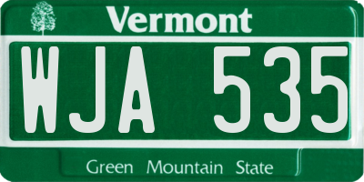 VT license plate WJA535