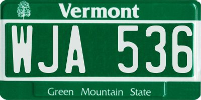 VT license plate WJA536