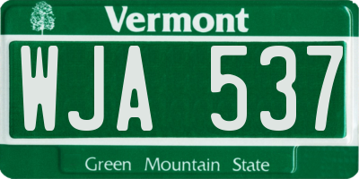 VT license plate WJA537
