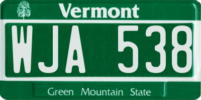 VT license plate WJA538