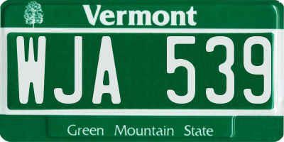 VT license plate WJA539