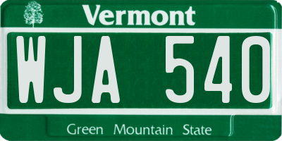 VT license plate WJA540