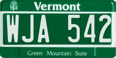 VT license plate WJA542