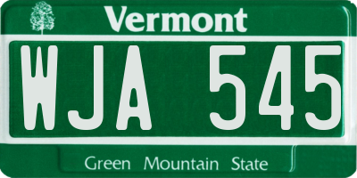 VT license plate WJA545