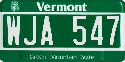 VT license plate WJA547