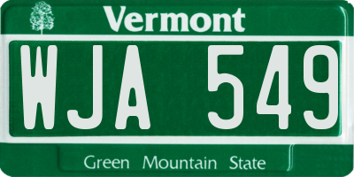 VT license plate WJA549