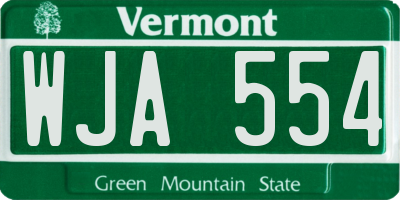 VT license plate WJA554