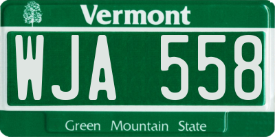 VT license plate WJA558