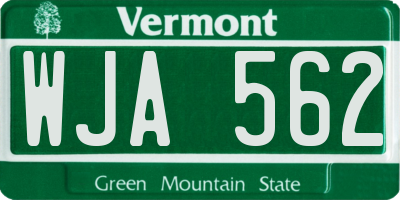 VT license plate WJA562