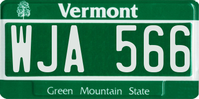 VT license plate WJA566