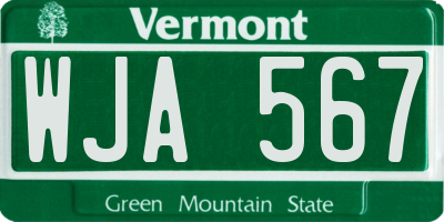 VT license plate WJA567