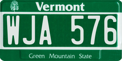 VT license plate WJA576