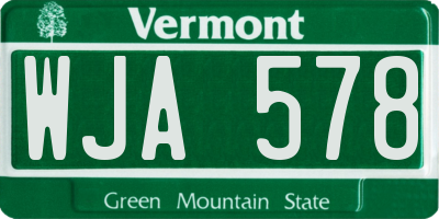 VT license plate WJA578