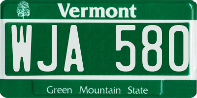 VT license plate WJA580