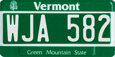 VT license plate WJA582