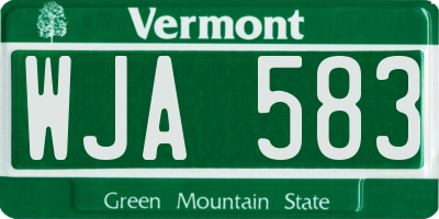VT license plate WJA583
