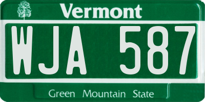VT license plate WJA587