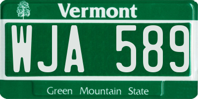 VT license plate WJA589