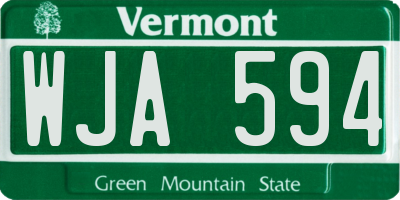 VT license plate WJA594
