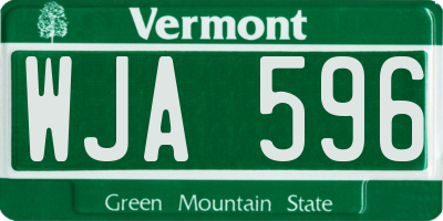 VT license plate WJA596