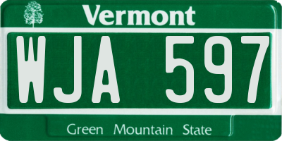 VT license plate WJA597
