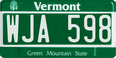 VT license plate WJA598