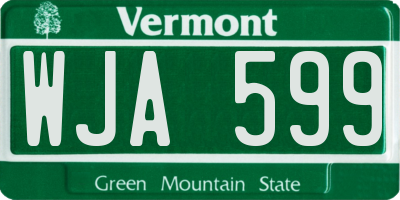 VT license plate WJA599
